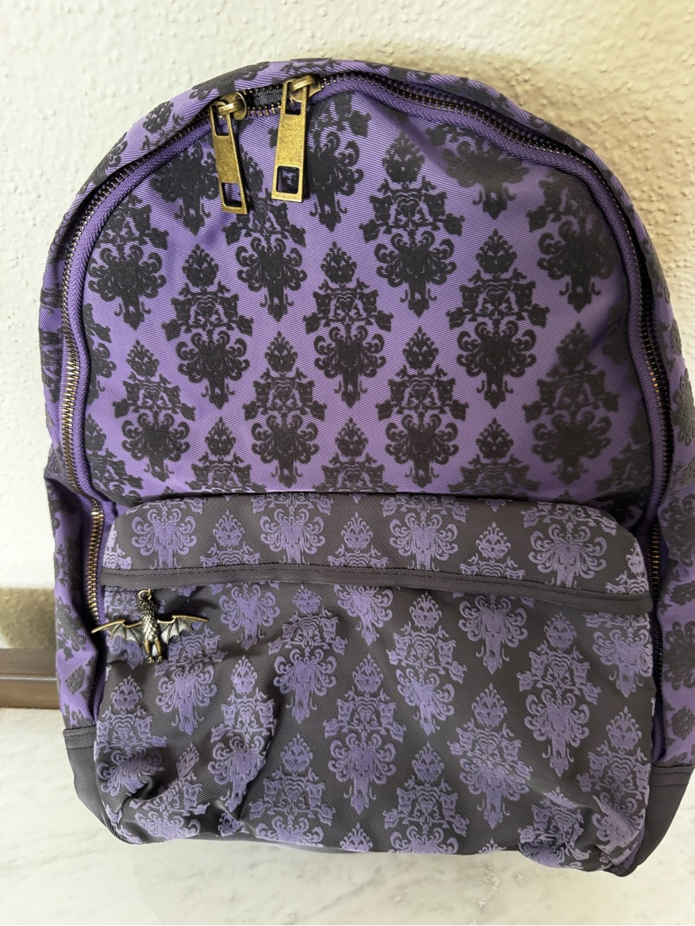 Disney Parks Haunted Mansion Wallpaper Backpack with Bat Pull New in Package